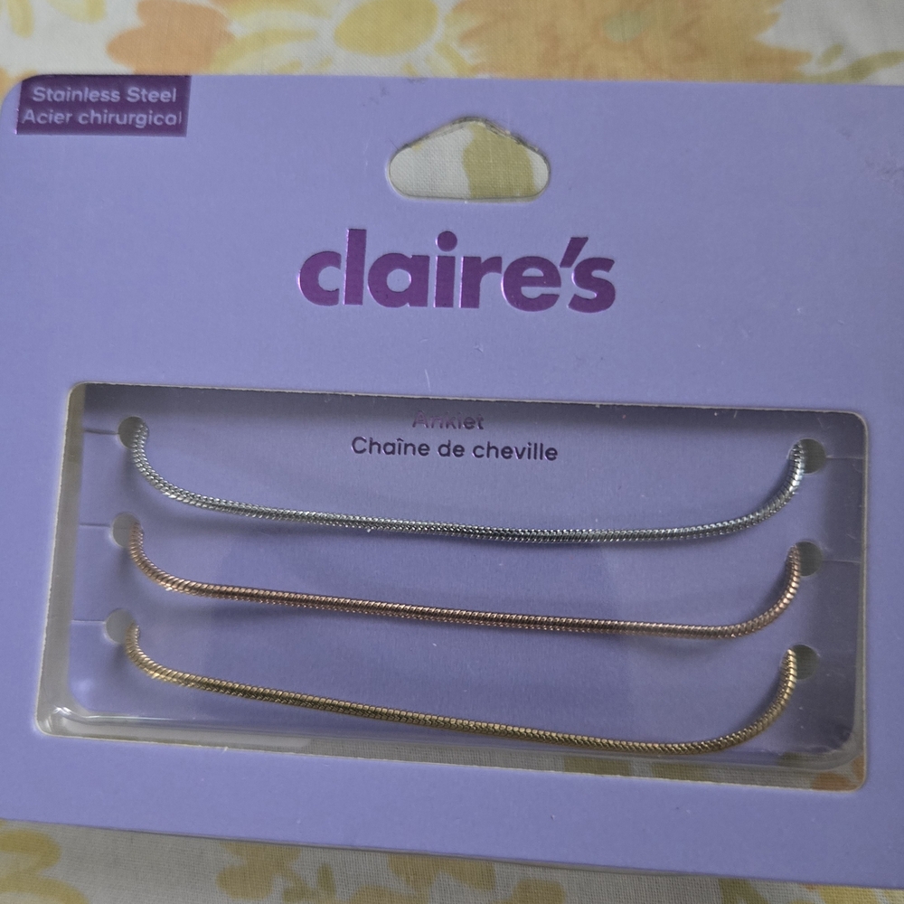 Claire's Trio of Metallic Anklets